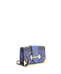 Pre-Owned Prada Small Cahier Crossbody Bag Embellished Leather