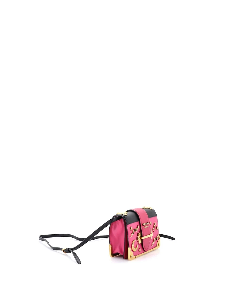 Pre-Owned Prada Small Cahier Crossbody Bag Embellished Leather