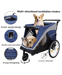Streamdale Furniture 2-in-1 Pet Bike Trailer and Stroller - Holds Up to 100 lbs