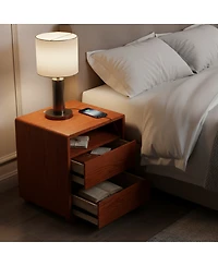 Streamdale Furniture 20 inches Modern Nightstand Charger and Shelves