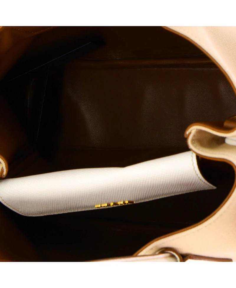 Pre-Owned Prada Medium Cuir Double Tote Canvas and Saffiano Leather