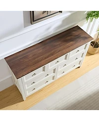 Rainsken Farmhouse 6 Drawers Dresser for Bedroom, Wood Rustic Dresser Tv Stand, for Bedroom, Living Room,Hallway