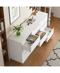 Rainsken 9 Drawer Dresser, with Hollow Handles Design, Tv Console Stand Organizer with Slide Drawer, for Bedroom, Living Room, Hallway