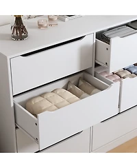Rainsken 8 Drawer Dresser, with Hollow Handles Design, Large Capacity Clothing Storage Cabinet, for Bedroom, Living Room, Hallway