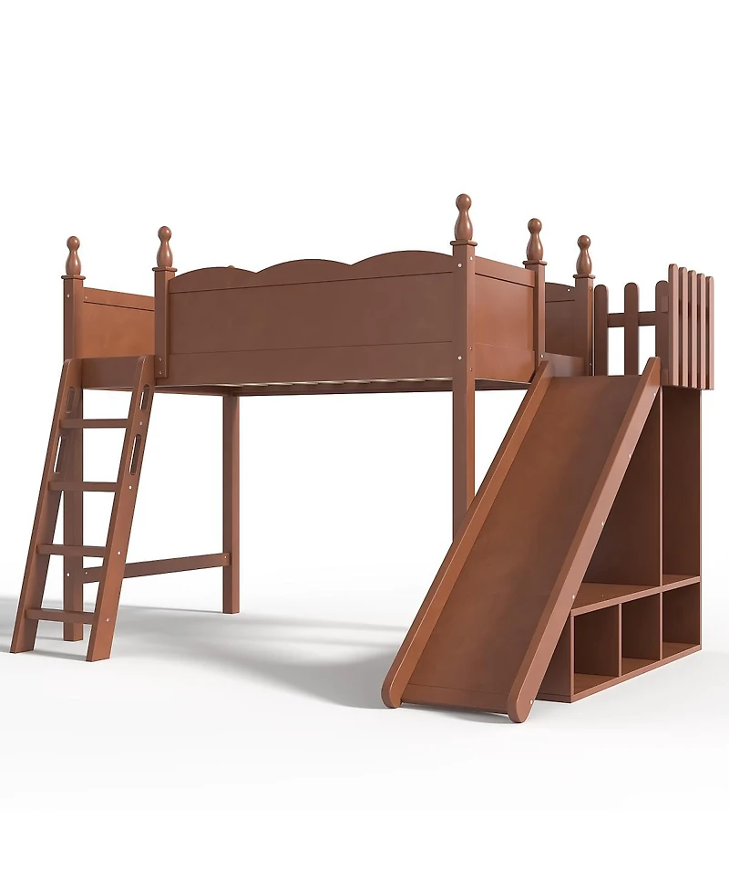 Streamdale Furniture Loft Bed with Storage, Wardrobe, and Slide