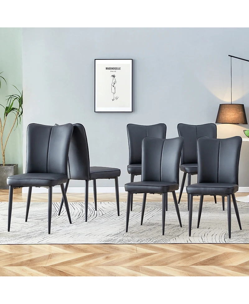 Streamdale Furniture Modern Pu Chair Set - 6 Pieces, smooth line backrest