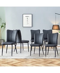 Streamdale Furniture Modern Pu Chair Set - 6 Pieces, smooth line backrest