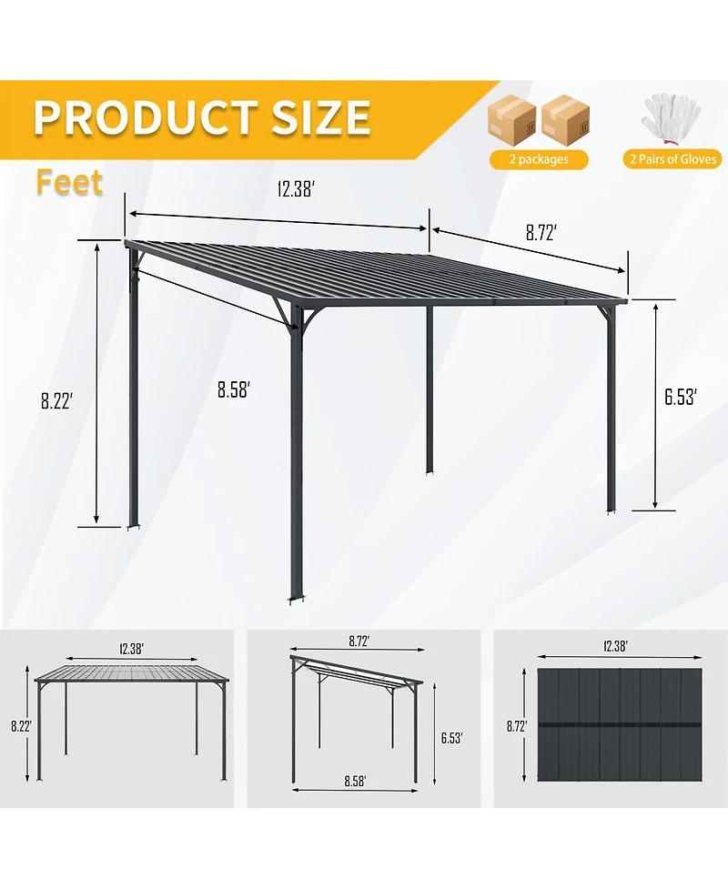 Streamdale Furniture Galvanized Steel Wall-Mounted Outdoor Pergola