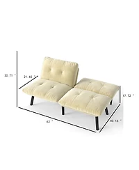 Rainsken Modern Convertible Futon Sofa Bed, with Adjustable Backrest, Velvet Futon Couch, Convertible Folding sofa Bed, for Small Space, Apartment