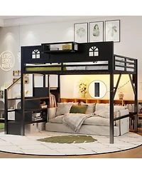 Streamdale Furniture Loft Bed with Stairs and Wardrobe