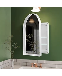 Midola Arched Recessed Medicine Cabinet, Metal Framed Bathroom Mirror with Storage, Adjustable Shelves, Wall Cabinet for Bathroom