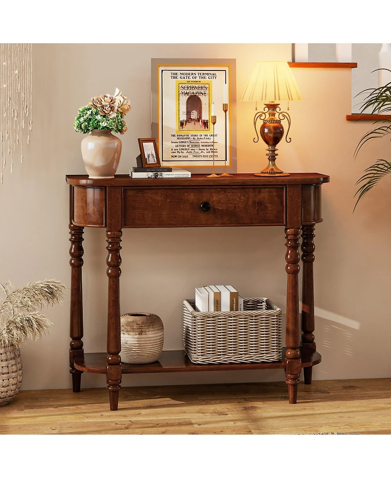 Slickblue 2-Tier Wooden Entryway Console Table for Hallway
