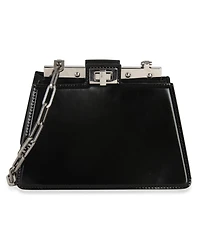 Pre-Owned Fendi Black Patent Petite Peekaboo Cut Chain Shoulder Bag