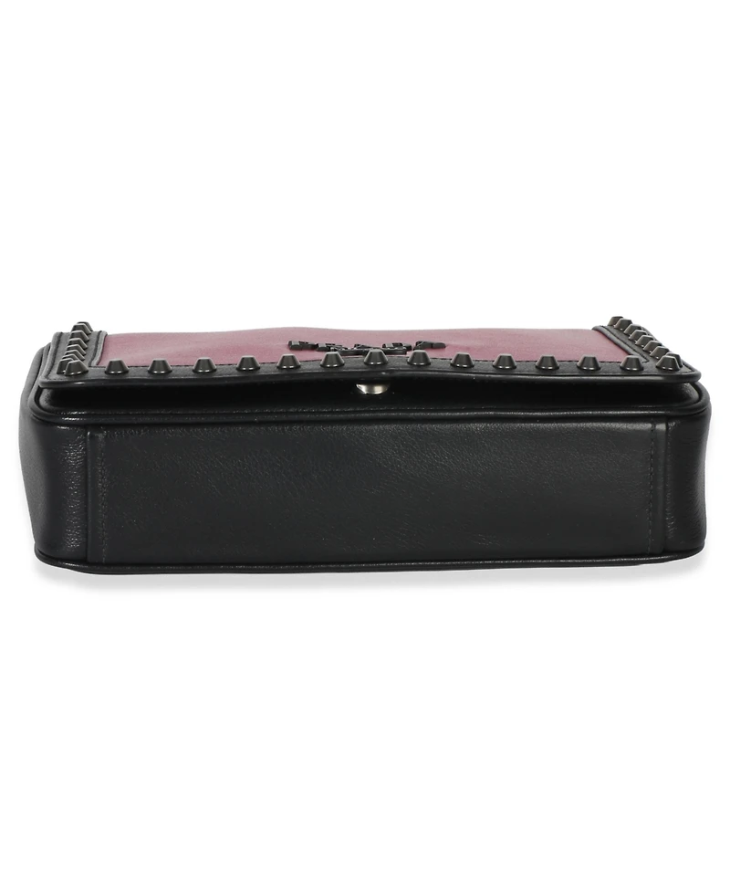 Pre-Owned Prada Black Pink Calfskin Glace Studded Chain Flap