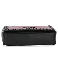 Pre-Owned Prada Black Pink Calfskin Glace Studded Chain Flap