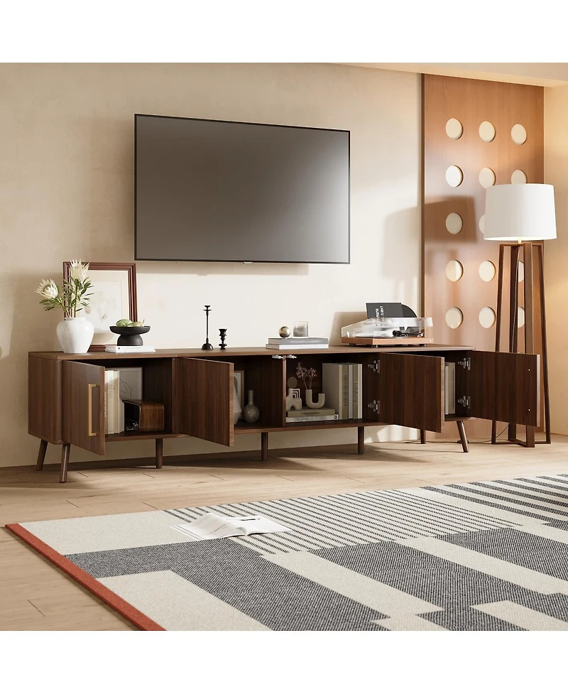Streamdale Furniture Modern Tv Stand for TVs, Entertainment Center with Fluted Door