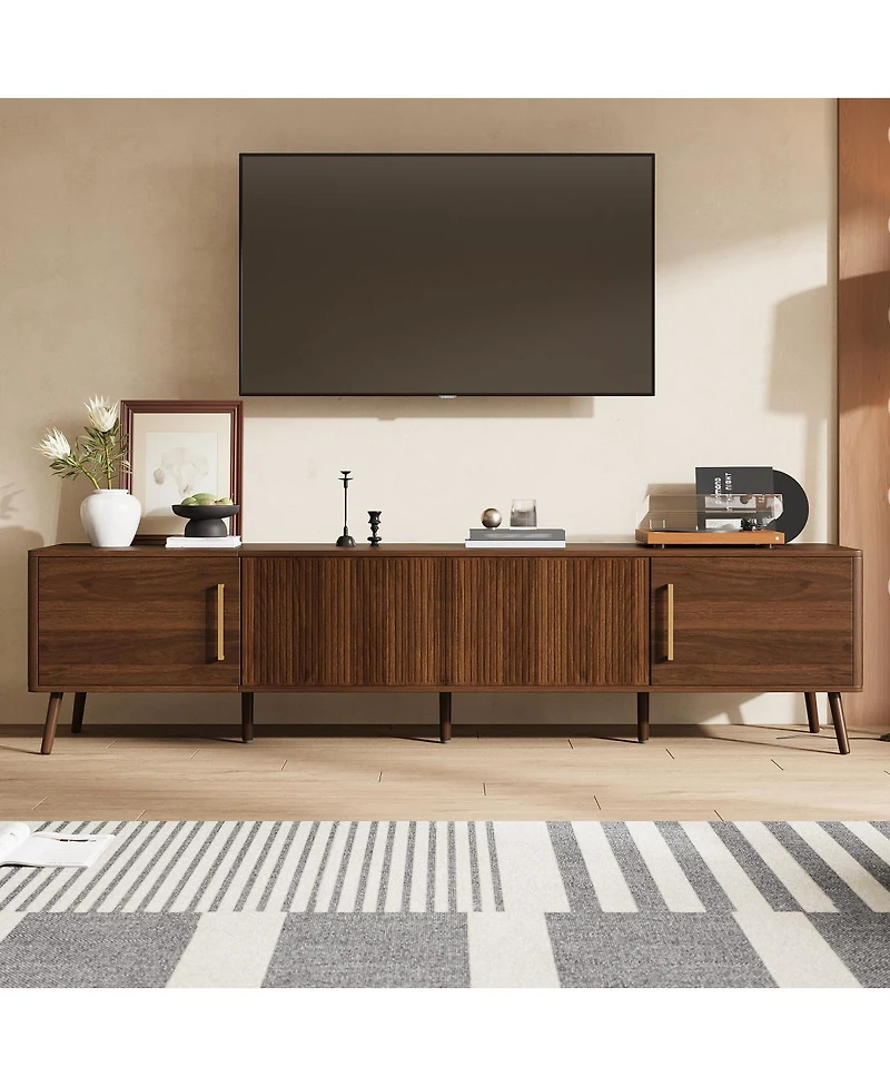 Streamdale Furniture Modern Tv Stand for TVs, Entertainment Center with Fluted Door