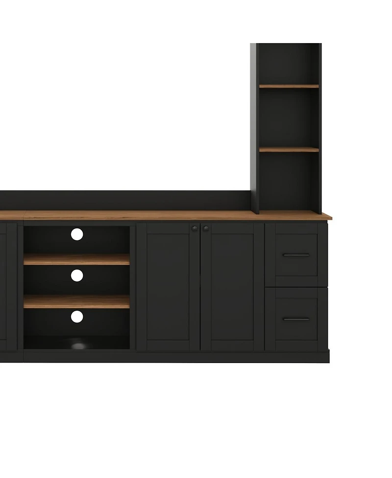 Streamdale Furniture 4-in-1 Farmhouse Tv Stand with Bookshelf for TVs Up to 70"