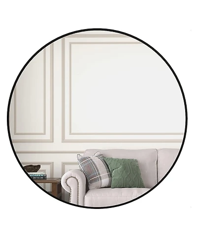 Phying 36 Inch Round Bathroom Mirror Metal Framed Wall Mounted Mirror Modern Minimalist Decorative Mirror for Bathroom Bedroom