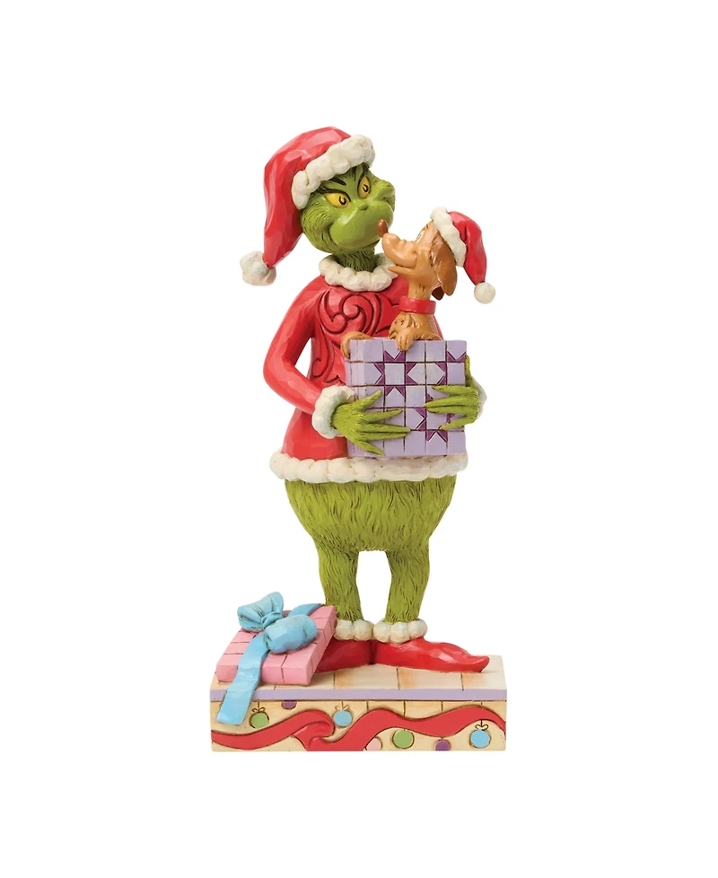 Jim Shore Grinch Fig Grinch Holding Gift with Max
