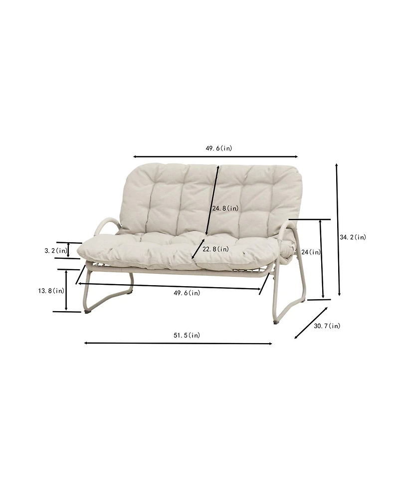 Streamdale Furniture Premium Outdoor Pe Rattan Double Chair with Metal Frame