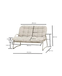 Streamdale Furniture Premium Outdoor Pe Rattan Double Chair with Metal Frame