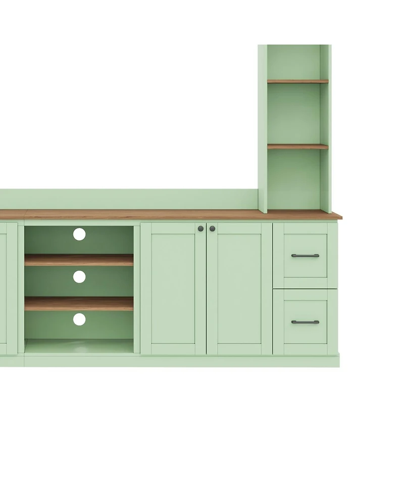 Streamdale Furniture 4-in-1 Farmhouse Tv Stand with Bookshelf for TVs Up to 70