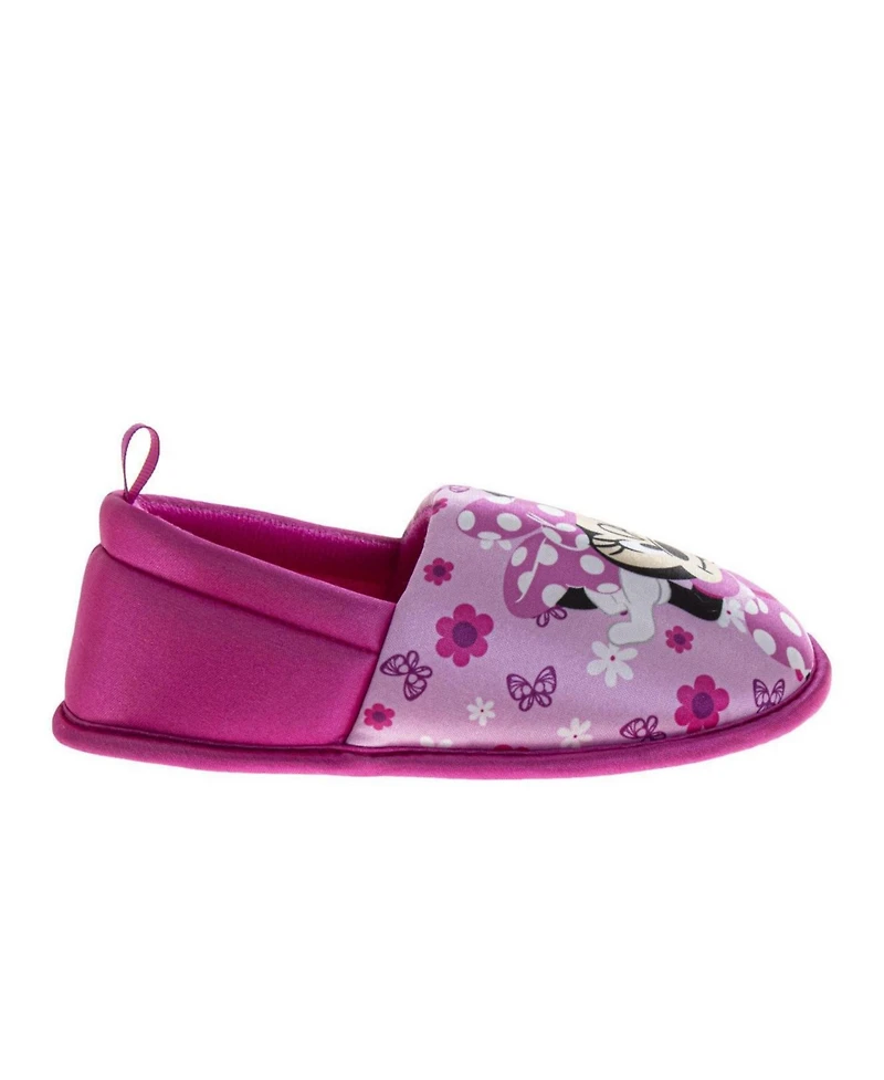 Disney Toddler Minnie Mouse Slippers Soft Plush Cozy Warm Comfort Fit NonSkid Sole Indoor Wear (Toddler / Kid)
