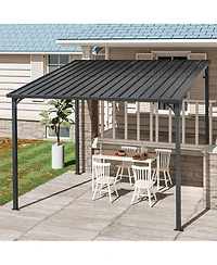 Streamdale Furniture 8 x 10 Metal Wall-Mounted Pergola with Waterproof Inclined Roof