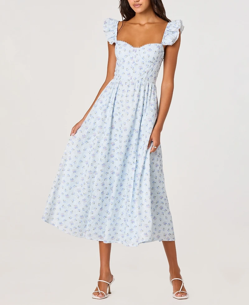 Astr the Label Women's Wedelia Eyelet Corset Midi Dress