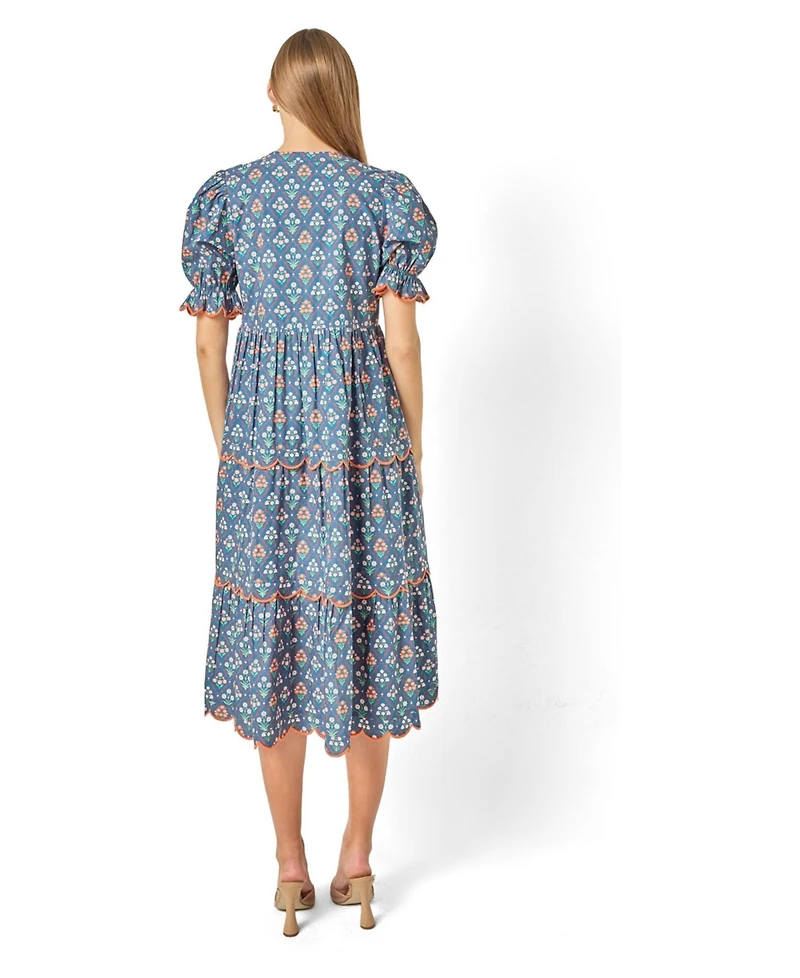 English Factory Women's Contrast Scallop Edge Midi Dress