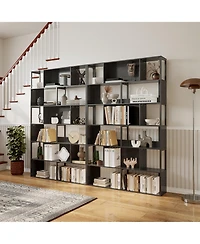 gaomon 6-Tier geometric Standing Bookshelf, Grid Design, Metal Room Divider Display Shelf for Living Room, Home Office