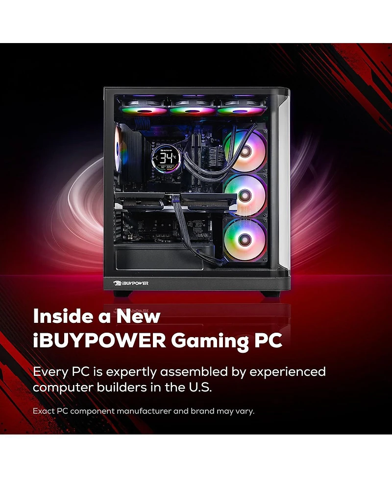 iBUYPOWER Trace TBA7R97XT01 Liquid Cooled Gaming Desktop Computer, Amd Ryzen 7 9800X3D 4.7GHz, 32GB Ram, 2TB Ssd, Amd Radeon Rx 9070XT 16GB, Windows