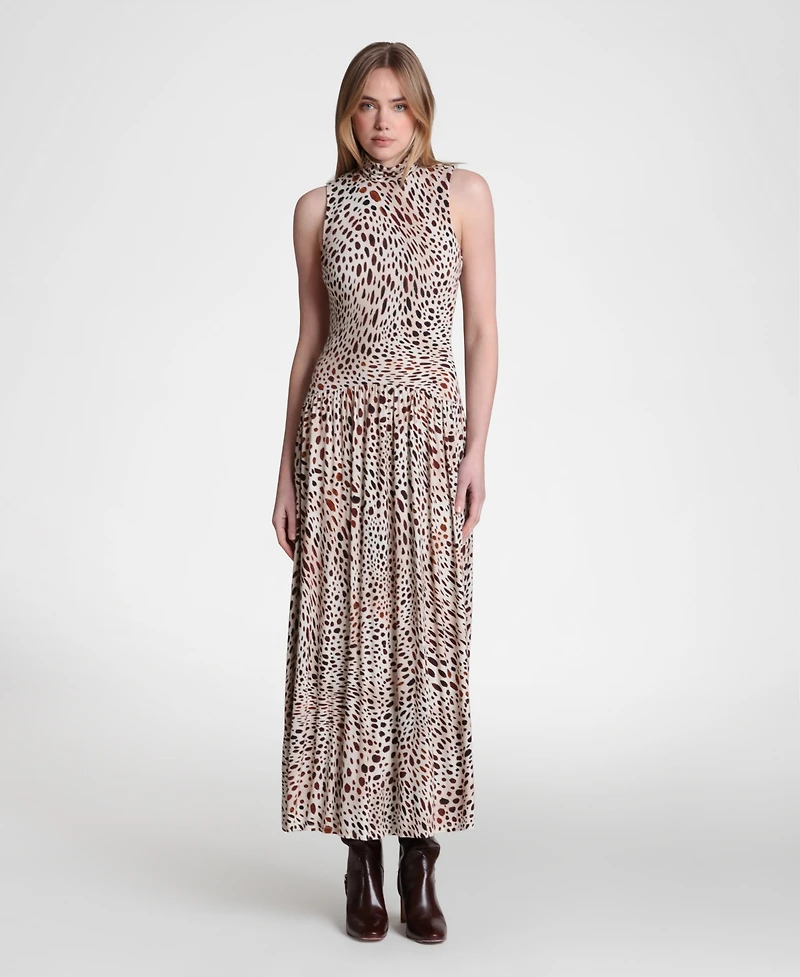 Avec Les Filles Women's Sleeveless Mock Neck Maxi Dress