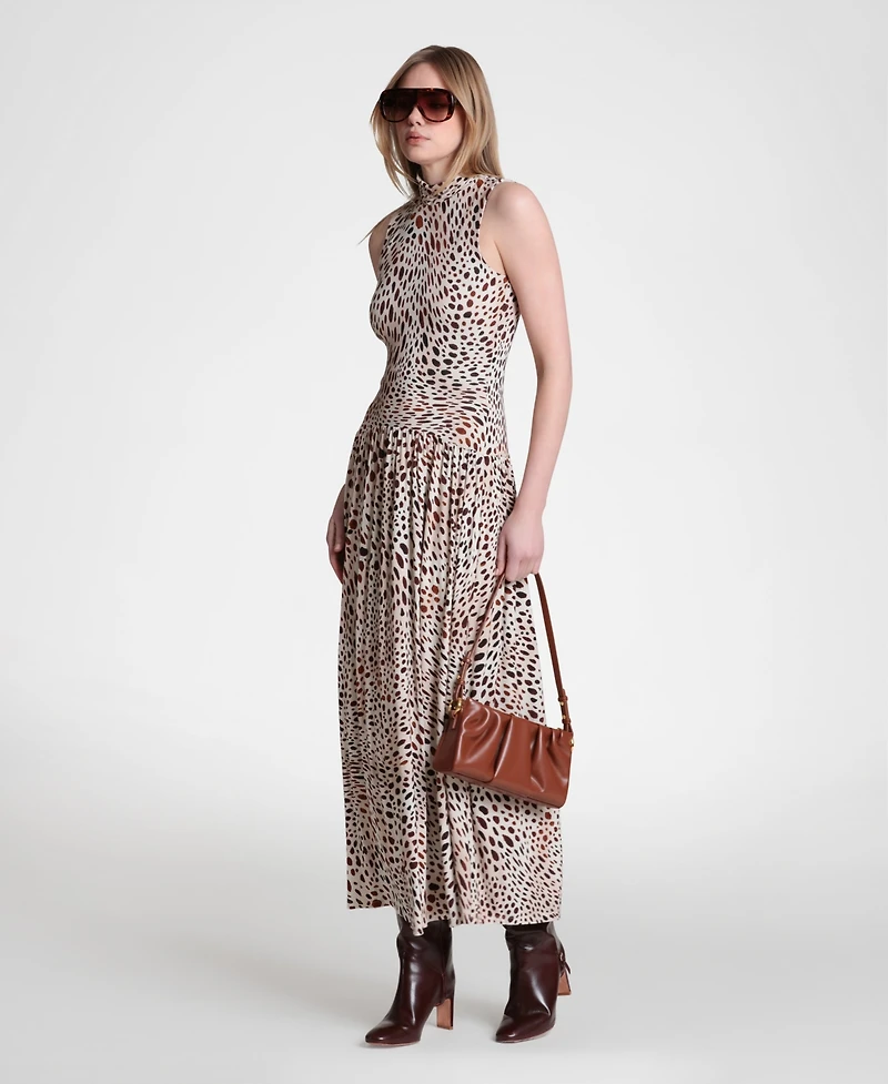 Avec Les Filles Women's Sleeveless Mock Neck Maxi Dress