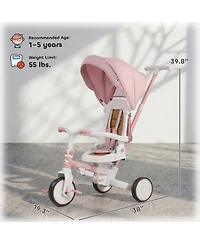 Qaba 7 In 1 Tricycle Stroller For Toddler With Adjustable Push Handle