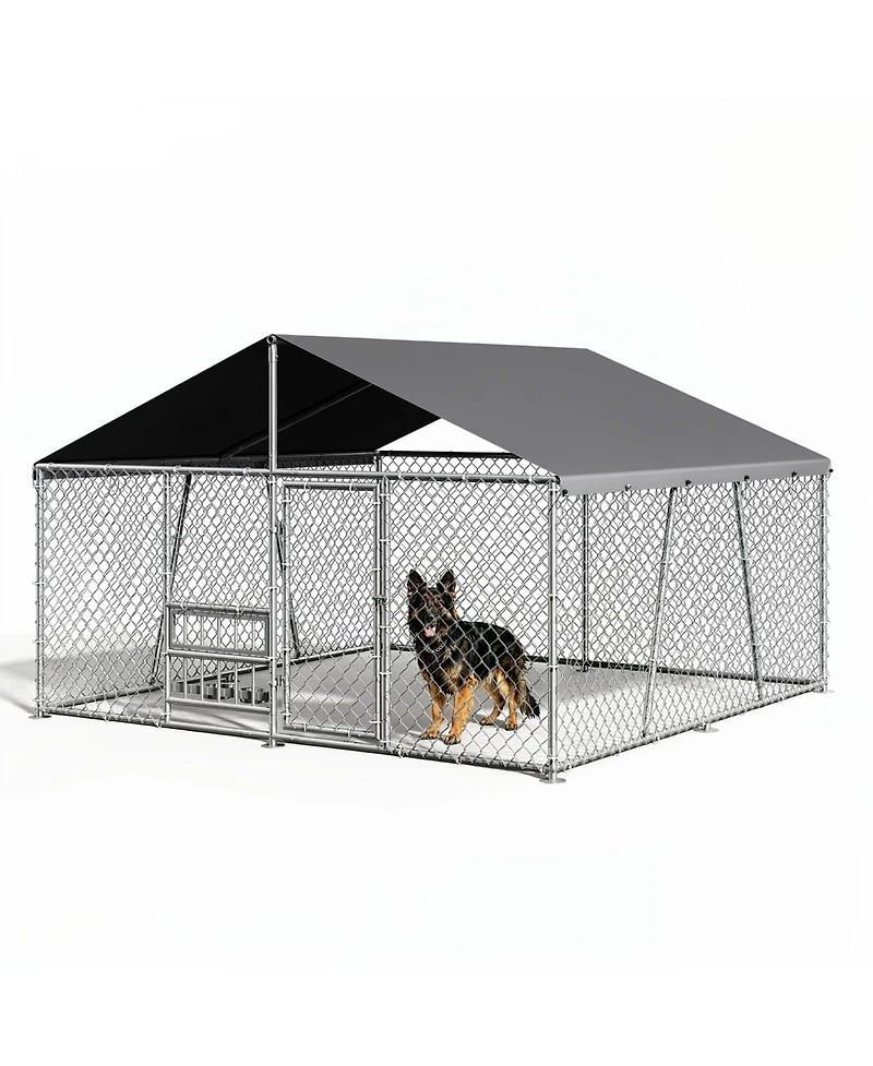 Gaomon Heavy Duty Outdoor Dog Kennel - Secure Metal Wire Enclosure with Waterproof Roof, Lockable Door, for Large Dogs, Backyard or Farm