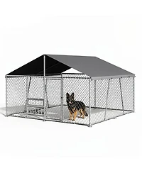 Gaomon Heavy Duty Outdoor Dog Kennel - Secure Metal Wire Enclosure with Waterproof Roof, Lockable Door, for Large Dogs, Backyard or Farm