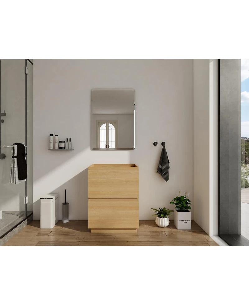 Sillysis Bathroom Vanity Cabinet Only, Freestanding Engineered Wood with 2 Drawers, Minimalist Storage for Small Bathrooms