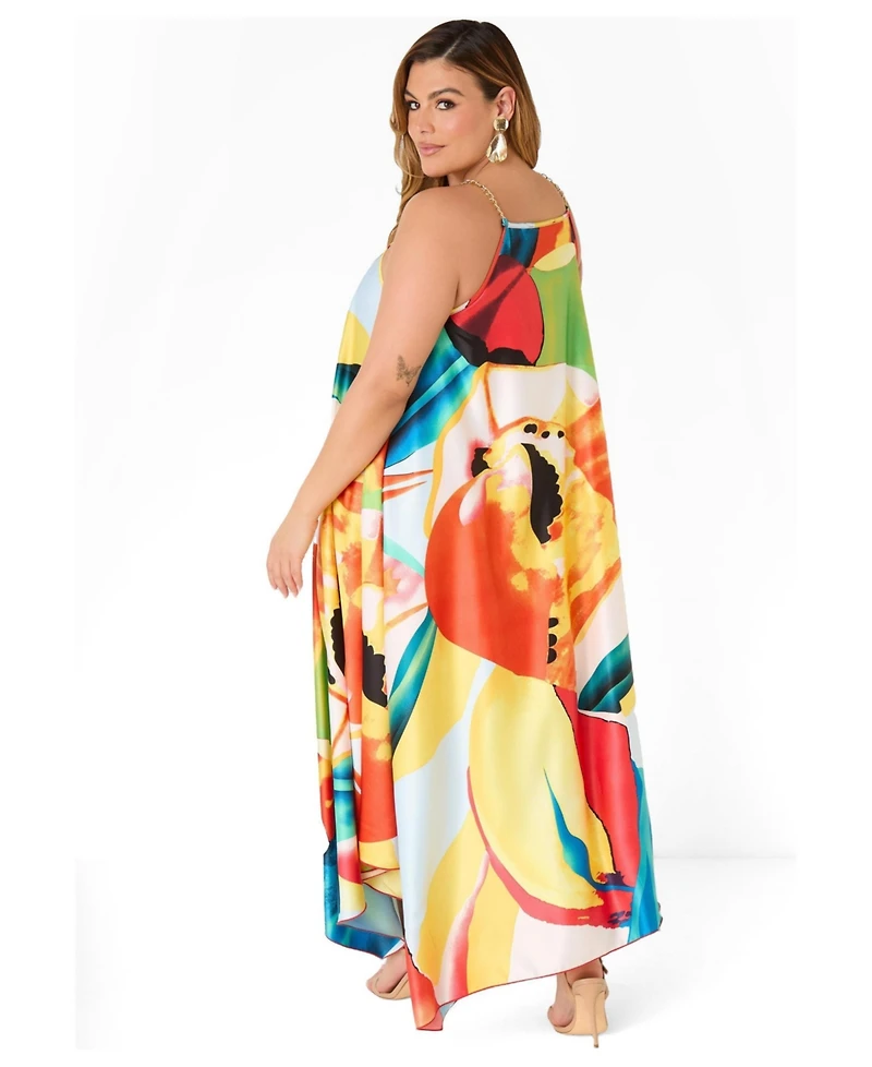 Ashley Stewart Women's Floral Chain Trimmed Maxi Dress