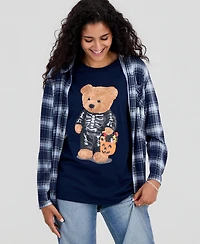 Grayson Threads, The Label Juniors' Skeleton Bear Graphic-Print T-Shirt