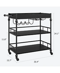 homfan 3-Tier Bar Cart with Wheels