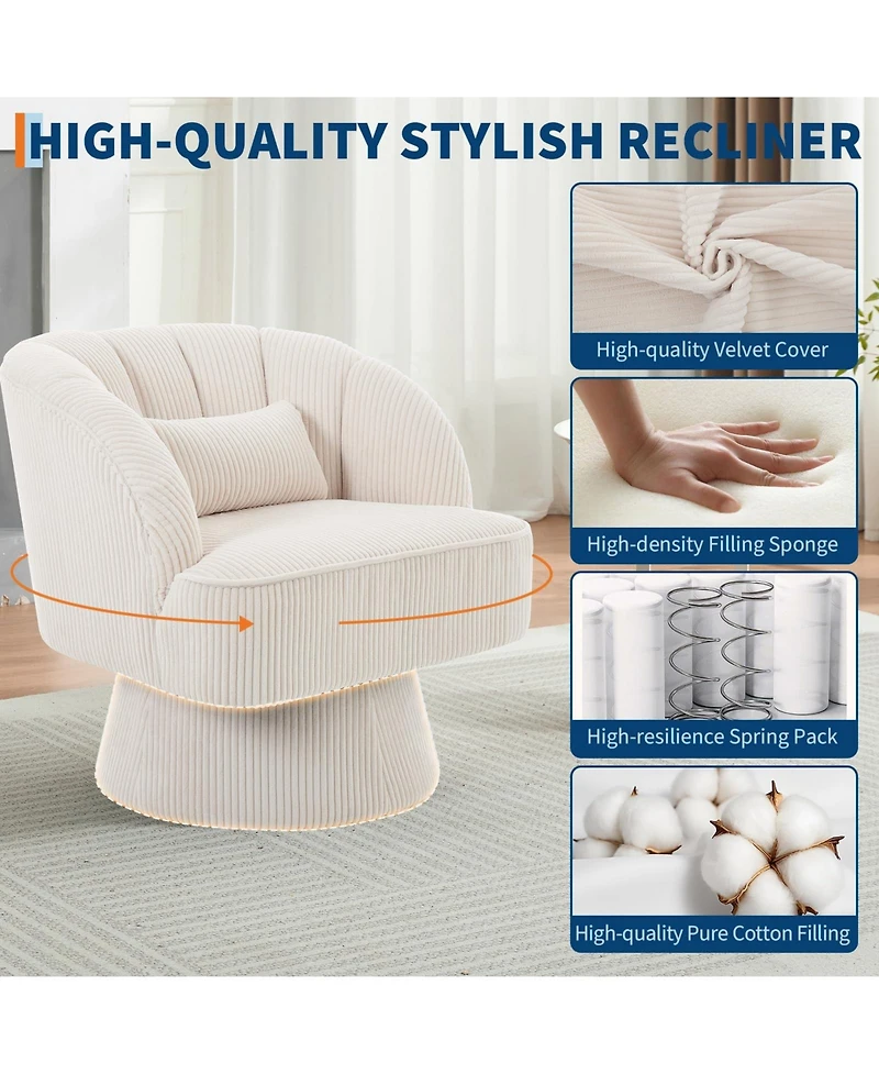 homfan 2Piece Ultra-Plush Swivel Accent Chair 360degree Barrel with Cloud-Like Padding