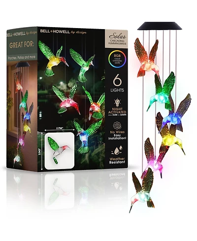 Solar Cascading Hummingbirds Rgb Color-Changing Hanging Light - 6 Led Outdoor Solar Powered Decorative Garden Light
