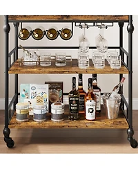 homfan 3-Tier Bar Cart with Wheels
