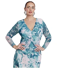Eloquii Women's Printed Mesh Maxi Dress