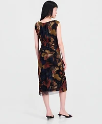 Connected Women's Printed Surplice-Neck Pleated Dress