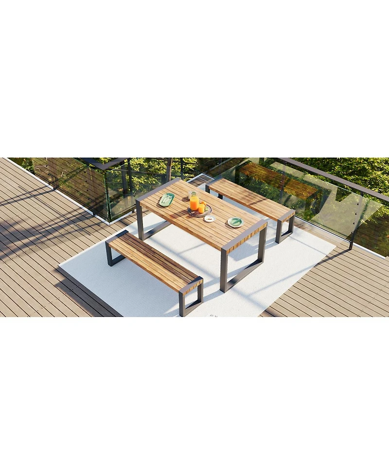Streamdale Furniture Acacia Wood Outdoor Dining Set with Steel Frame