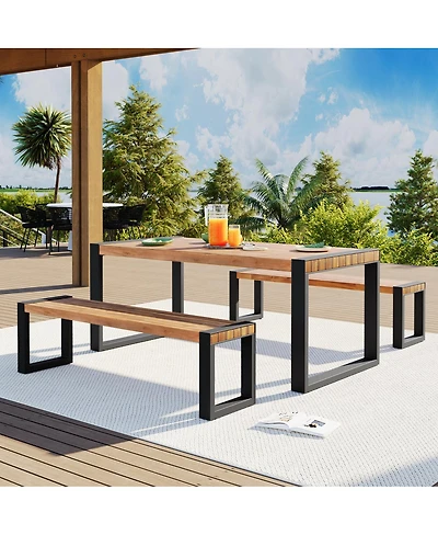 Streamdale Furniture Acacia Wood Outdoor Dining Set with Steel Frame
