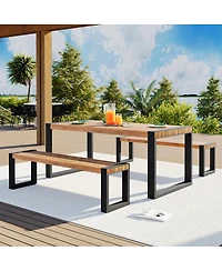 Streamdale Furniture Acacia Wood Outdoor Dining Set with Steel Frame